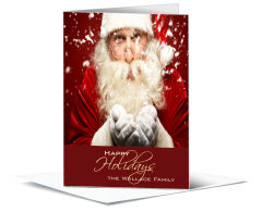 Santa Blowing Snowflakes Christmas Card  5.50